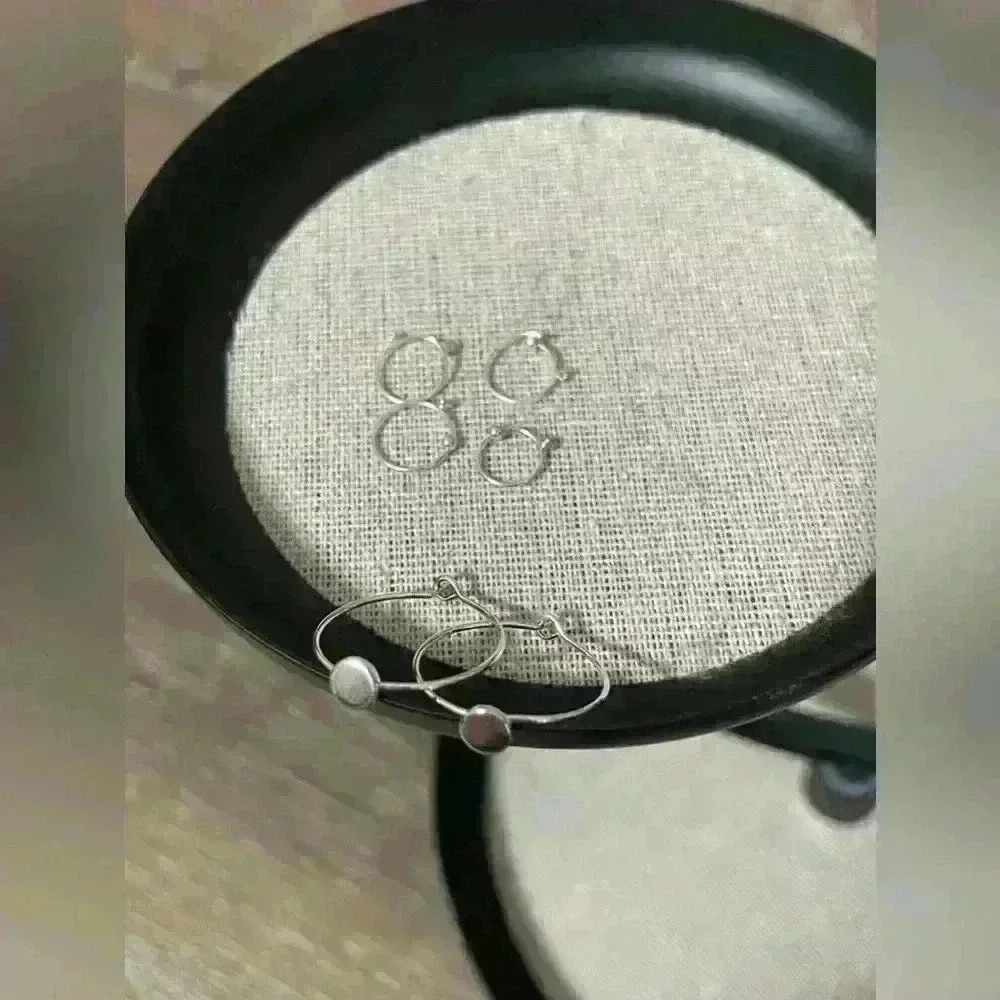 Small Silver Earrings And 4 Nose Rings